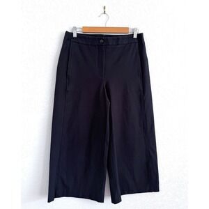 Ann Taylor Navy Blue Wide Leg Crop Trousers Stretch Cotton Twill Womens 8